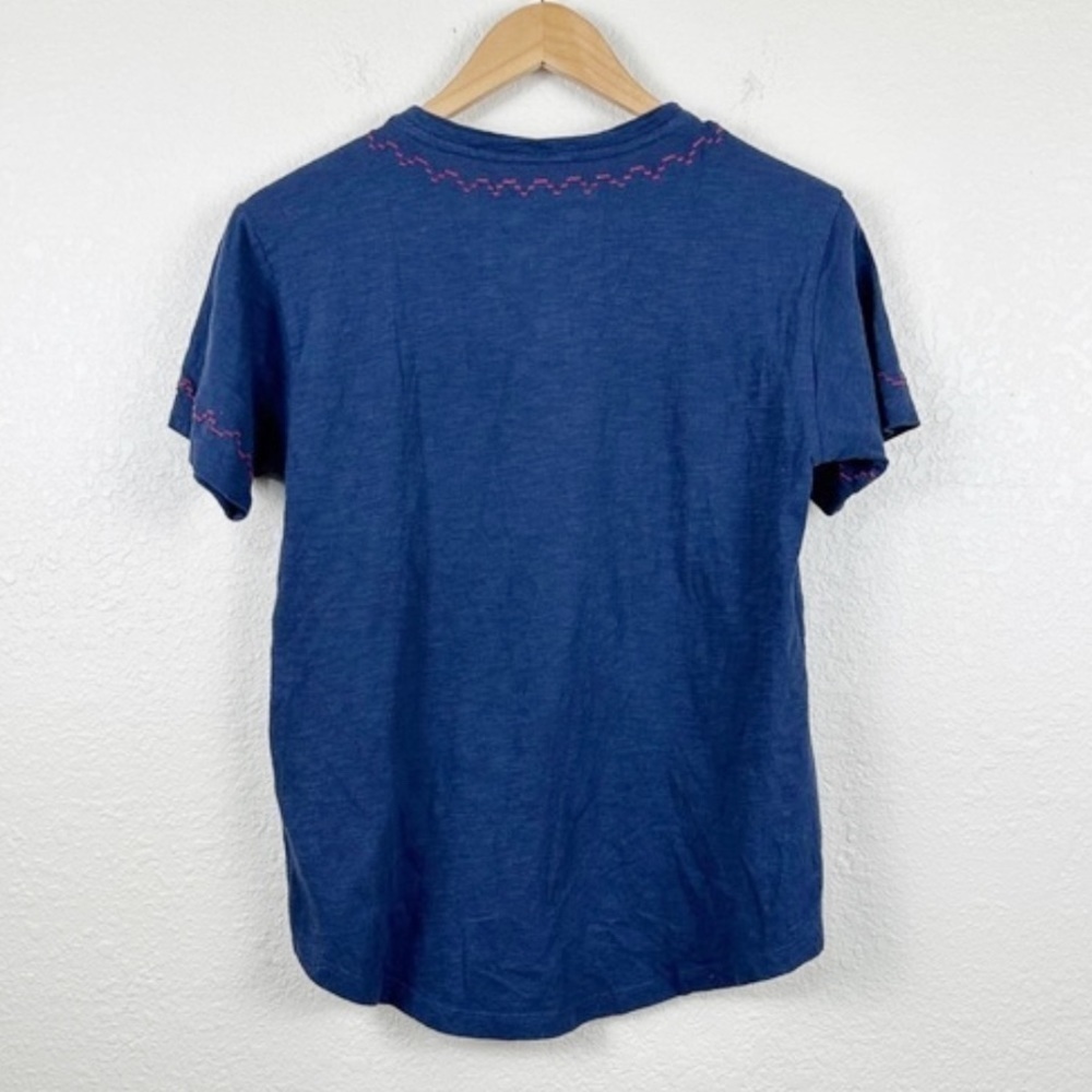 by Anthropologie Alice Embroidered Crew Neck Cotton Short Sleeve Top Size XS - Picture 7 of 12